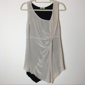 Ogle Beige and Black Unfinished Hem Tank Top Small